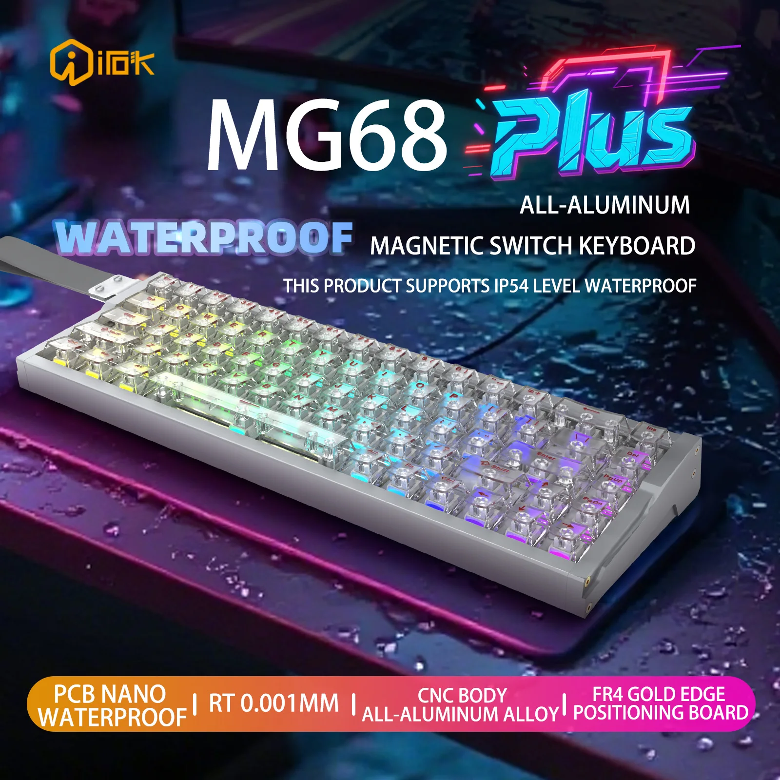 Gaming Keyboard Hot Swappable - IROK MG68 PRO 8K Magnetic Switch