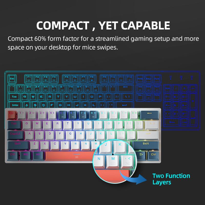 K500-B61 Machenike Mini Mechan - Keyboard Gaming Blue Switch recension och pris