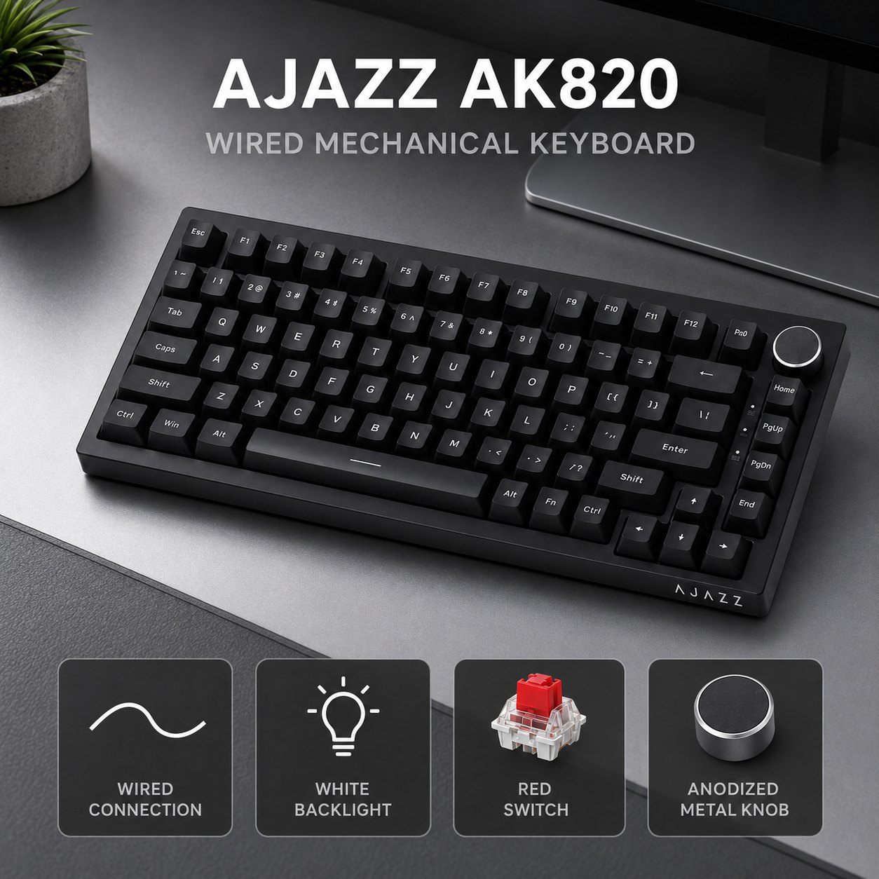 AJAZZ AK820 and AK820PRO Mecha - Keyboard Gaming Blue Switch recension och pris