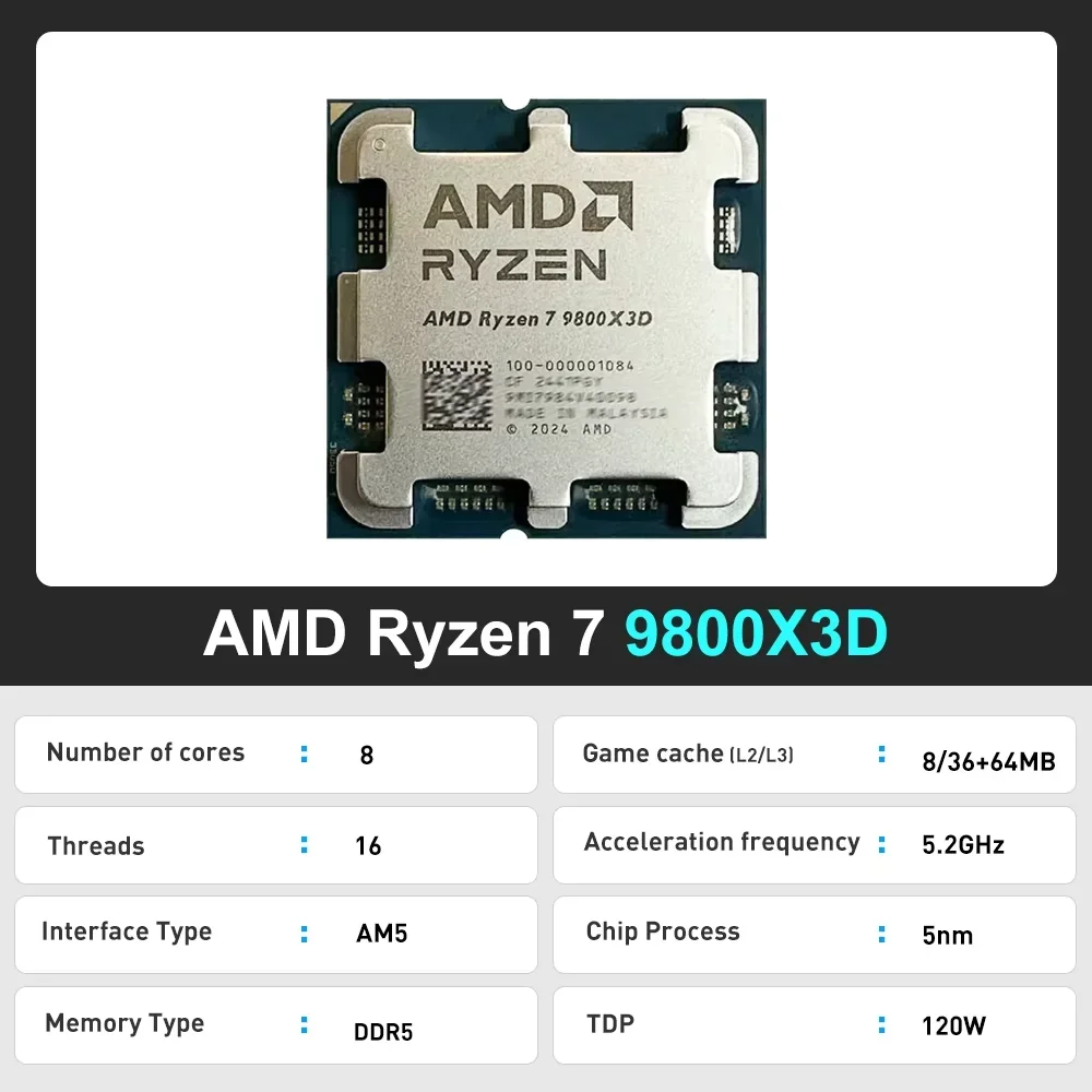 Ryzen 7 9800X3D AMD AM5 Deskto - Amd Cpu Ryzen 7 recension och pris