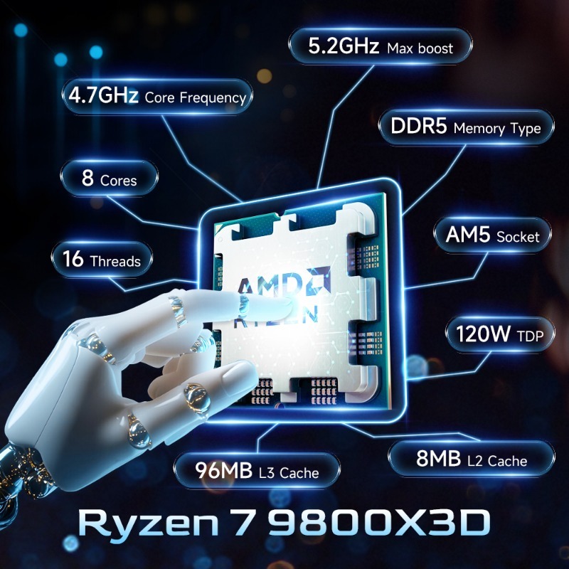 AMD Ryzen 7 9800X3D X3D Cache  - Amd Cpu Ryzen 7 recension och pris